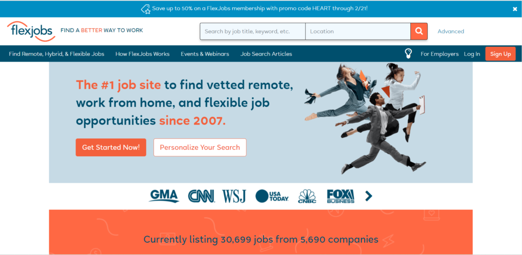 Flexjobs Home Page