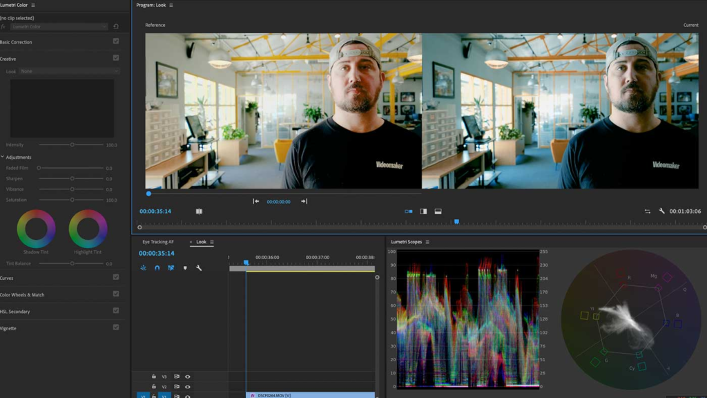 Color correction in video editing
