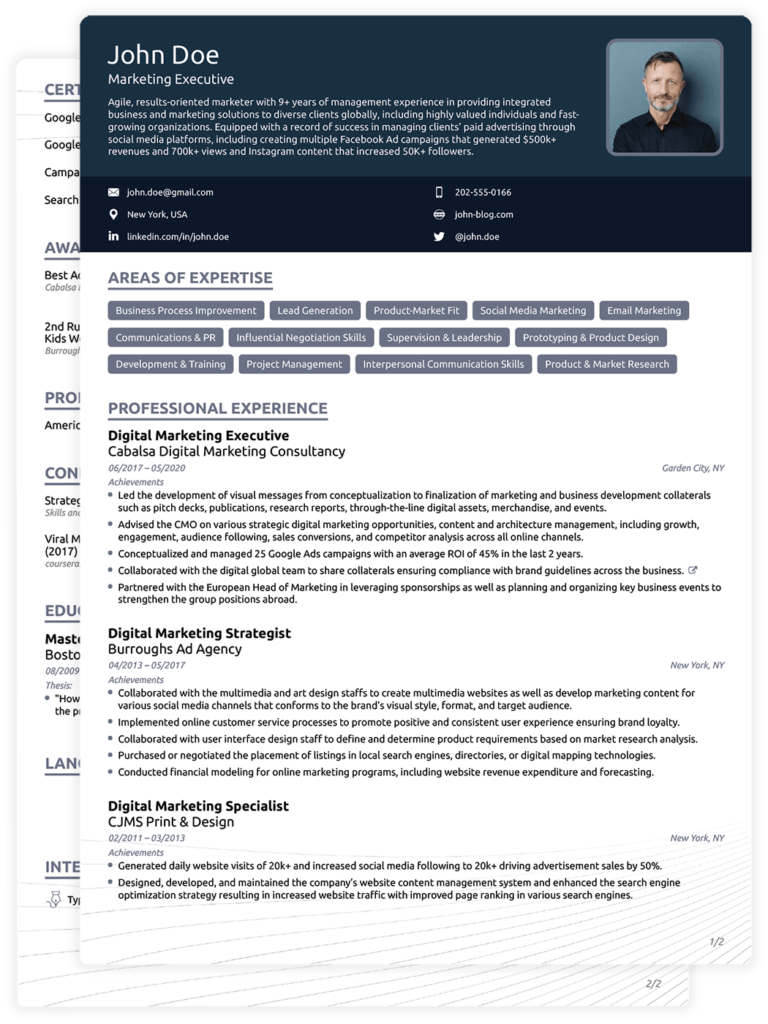 Creative CV Example Template