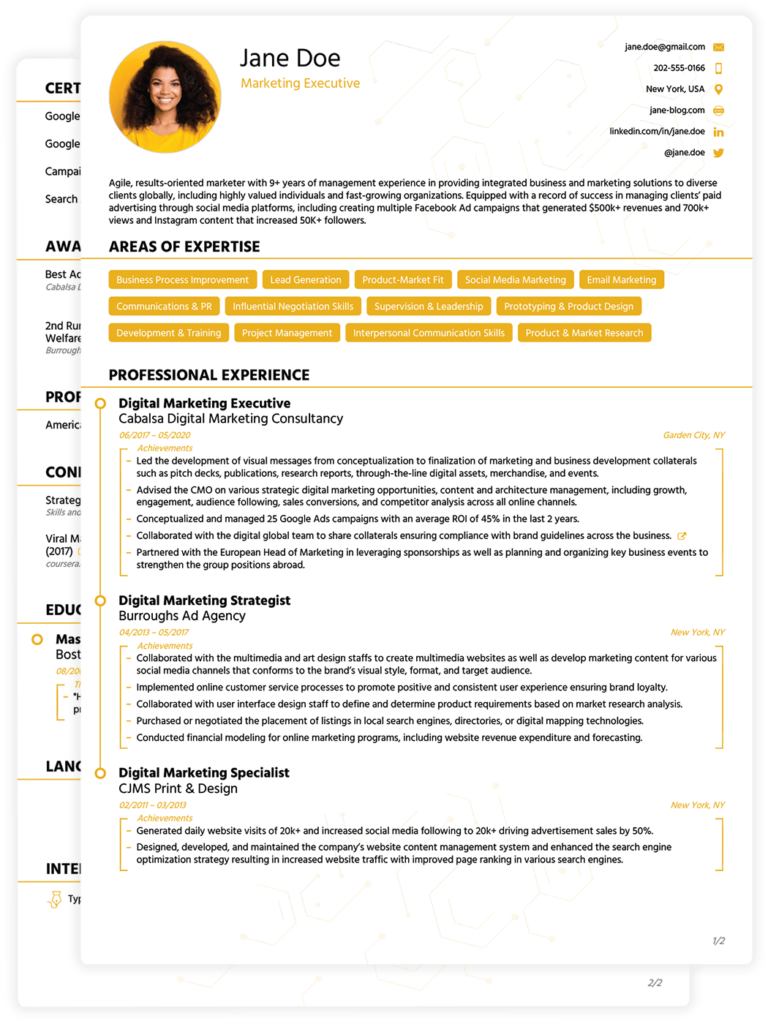 Modern CV Example Template