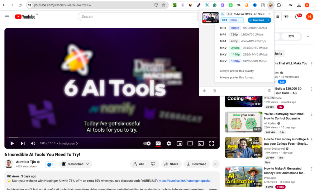 Download a YouTube Video For Free Using Browser Extensions in Desired Format