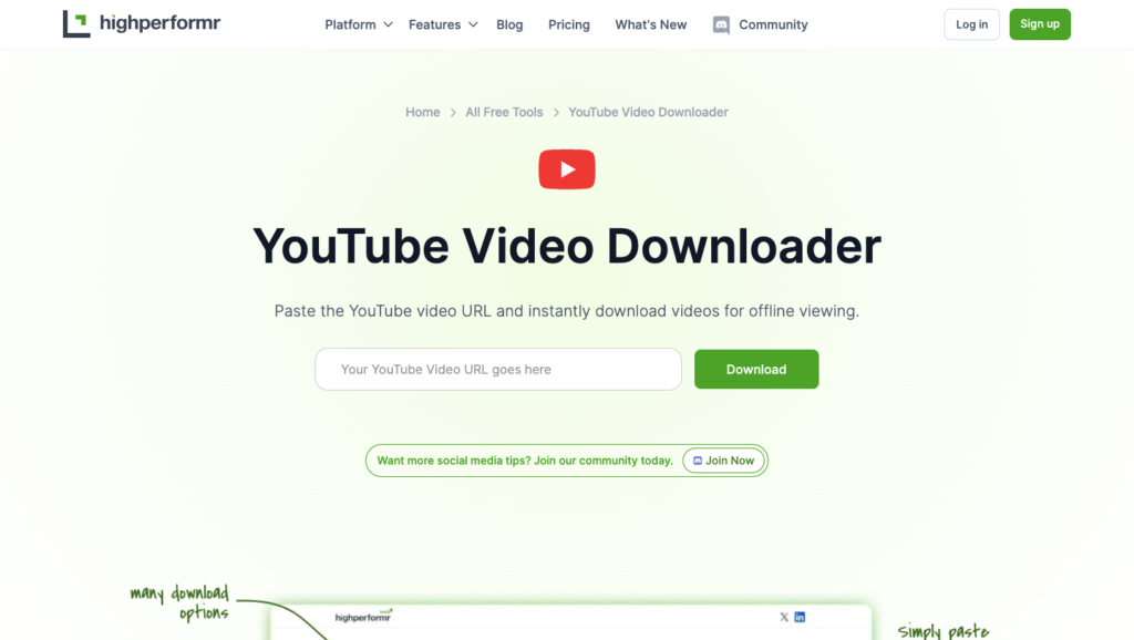 Highperformr AI YouTube Video Downloader