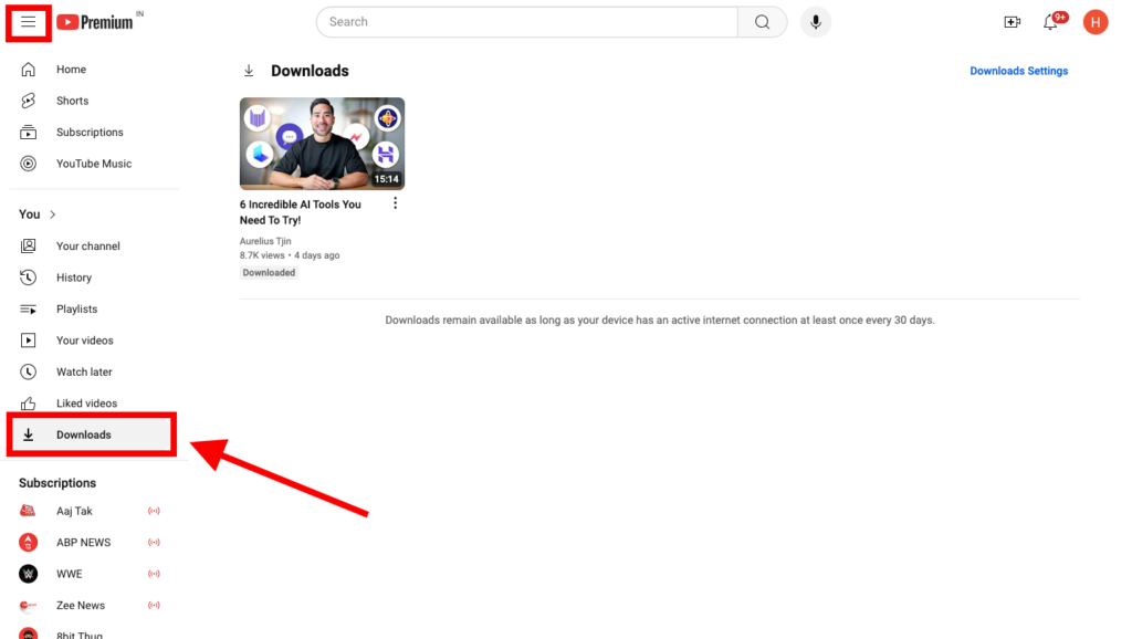 Where to find your downloaded YouTube videos on YouTube Premium