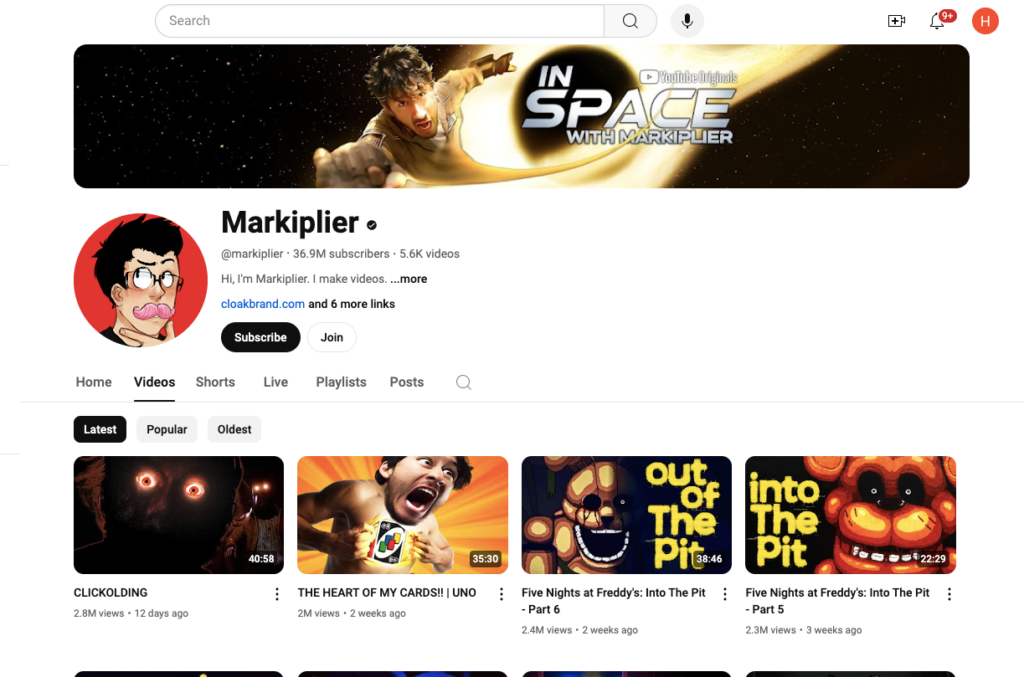 Markiplier YouTube Channel