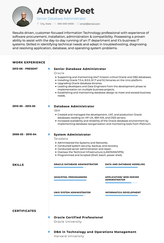 Database Administrator Resume