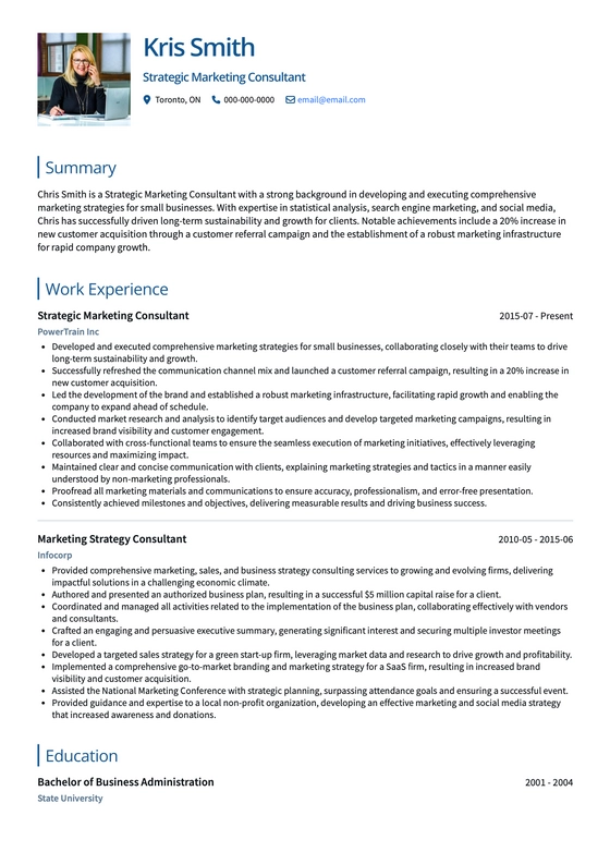 Marketing Consultant Resume